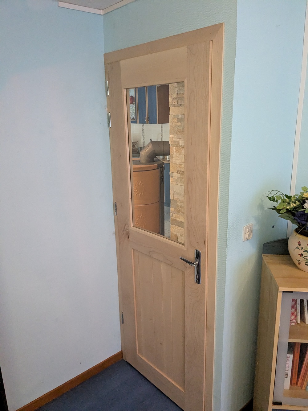 Porte vitrée en érable massif, huilé